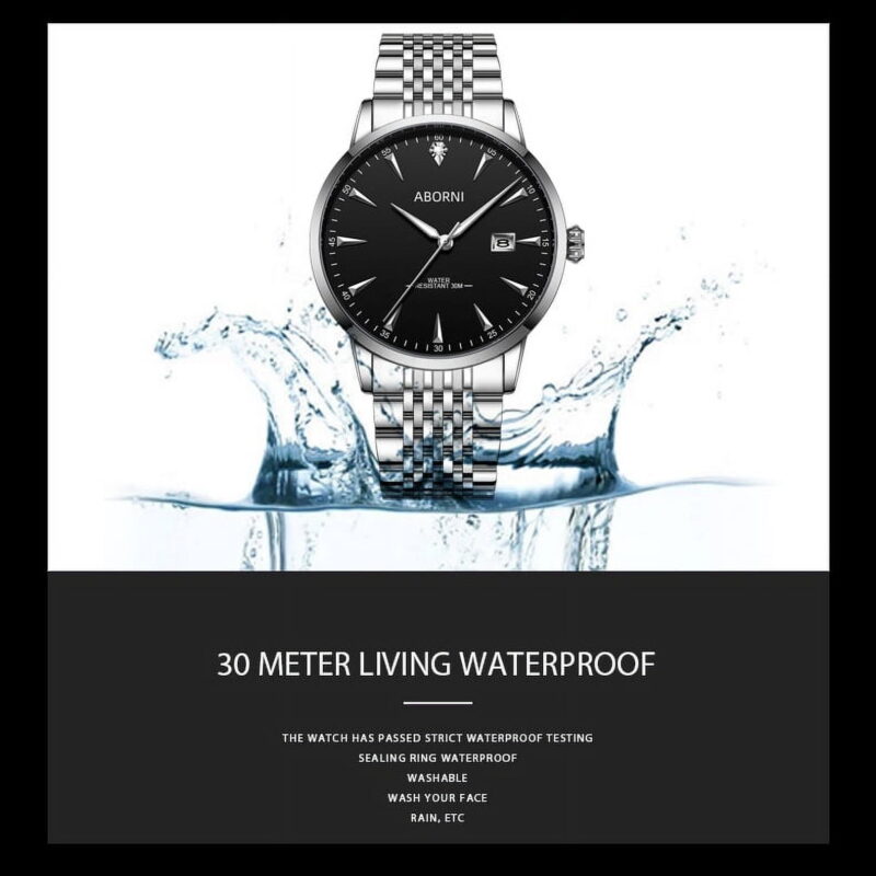 Men's Solid Stainless Steel Business Style Wristwatch
