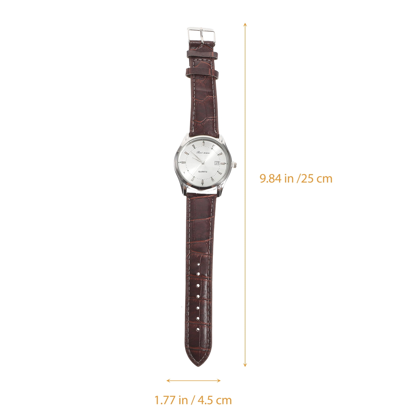Men Automatic Mechanical Wrist Watch with PU Band (White+Silver+Brown) - Image 4
