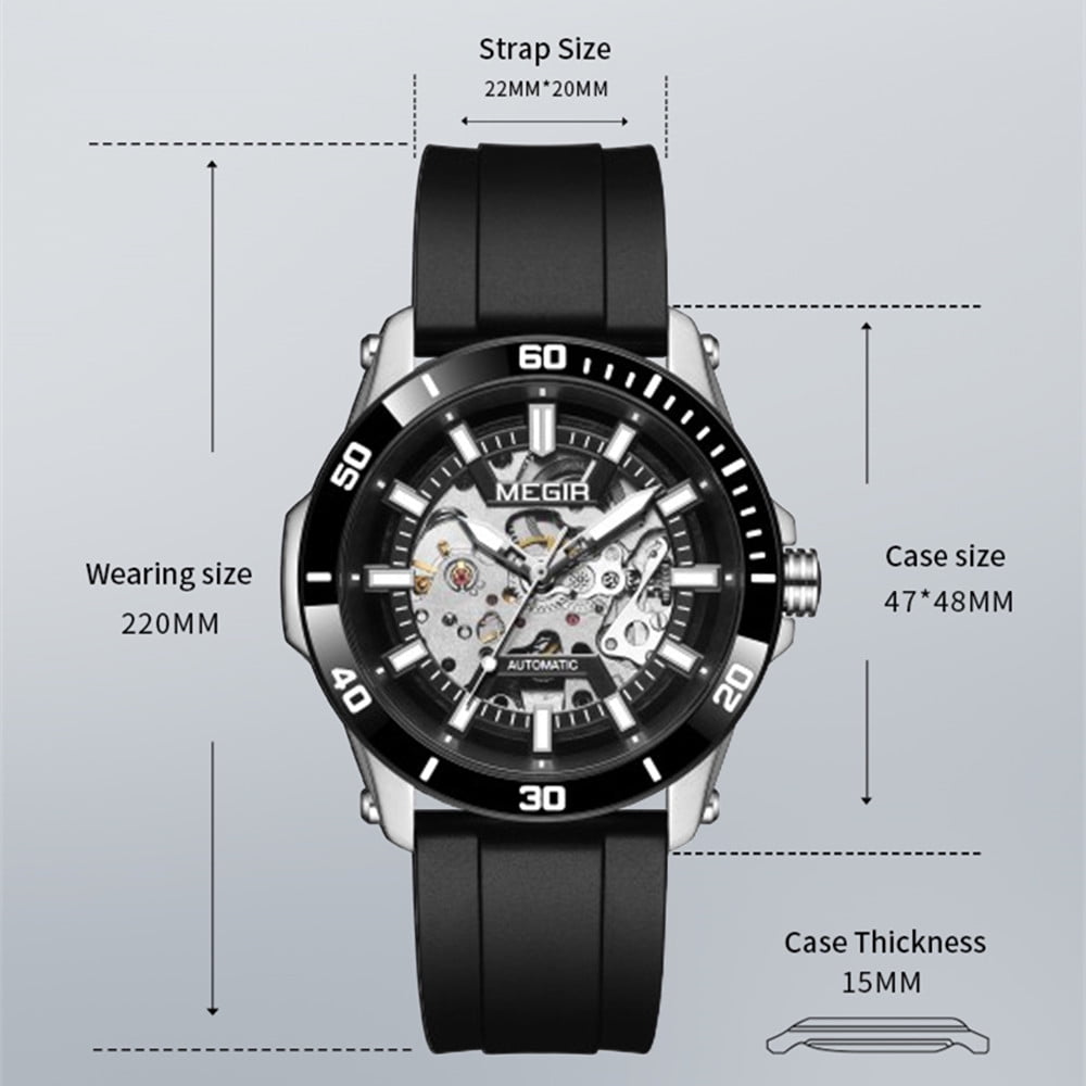 MEGIR Fashion Hollow Out Mechanical Watch for Men Stainless Steel Case Sapphire Automatic Wristwatch - Image 4