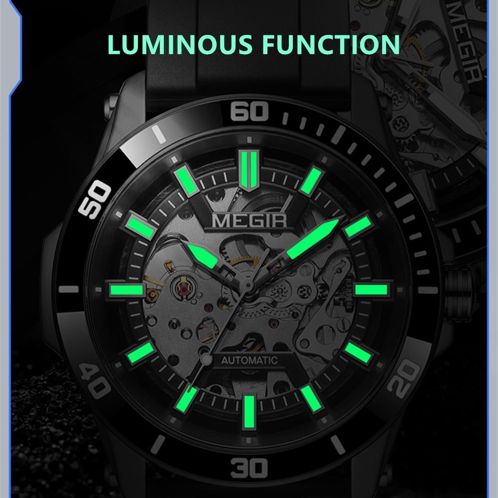 MEGIR Fashion Hollow Out Mechanical Watch for Men Stainless Steel Case Sapphire Automatic Wristwatch - Image 4