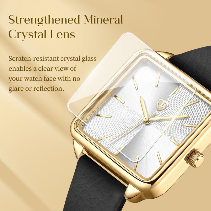 Woman Watch Elegant Square Dial Watches with Leather Strap Waterproof Classic Simple Womens Quartz Watch Gift for Woman