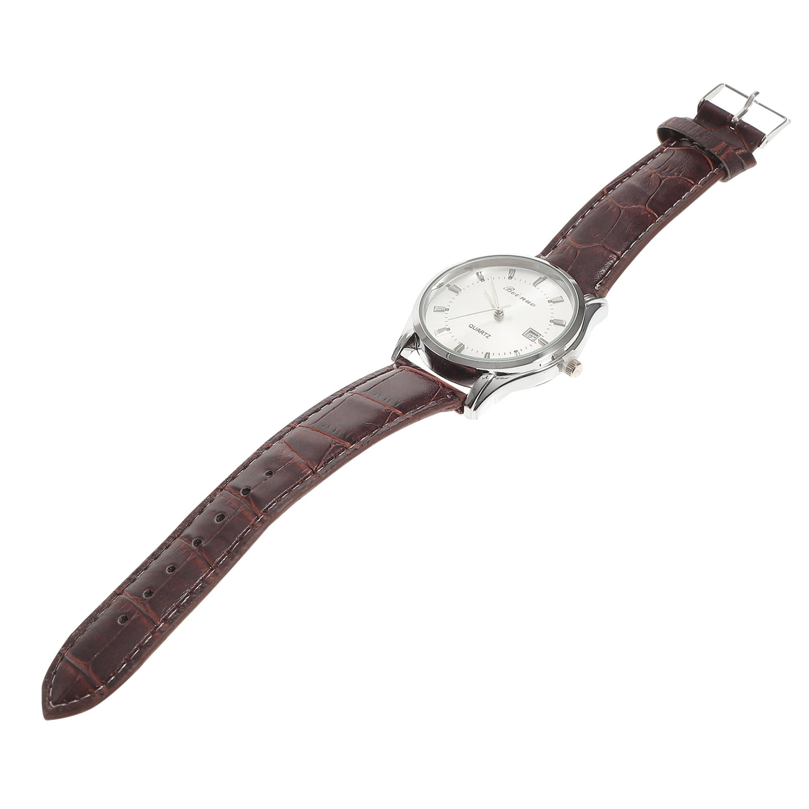 Men Automatic Mechanical Wrist Watch with PU Band (White+Silver+Brown) - Image 6