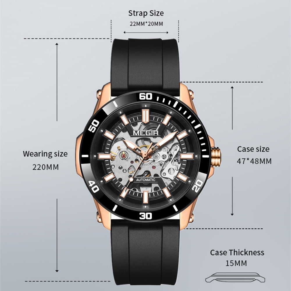 MEGIR Fashion Hollow Out Mechanical Watch for Men Stainless Steel Case Sapphire Automatic Wristwatch - Image 4