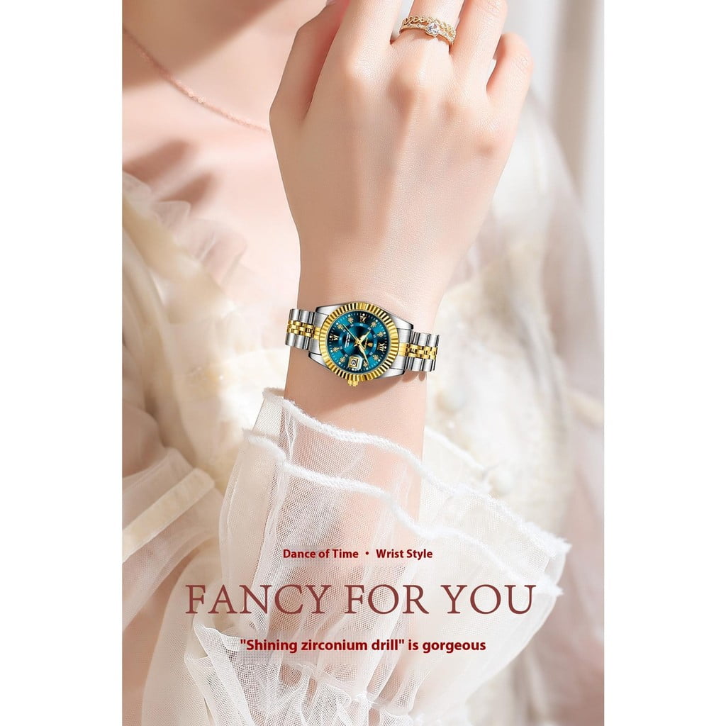 EXPLOJOY Luxury Elegant Watch for Women Waterproof Stainless Steel Quartz Luminous Date Ladies Watch - Image 3