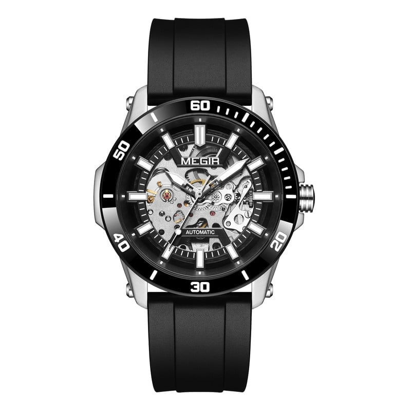 MEGIR Fashion Hollow Out Mechanical Watch for Men Stainless Steel Case Sapphire Automatic Wristwatch - Image 3