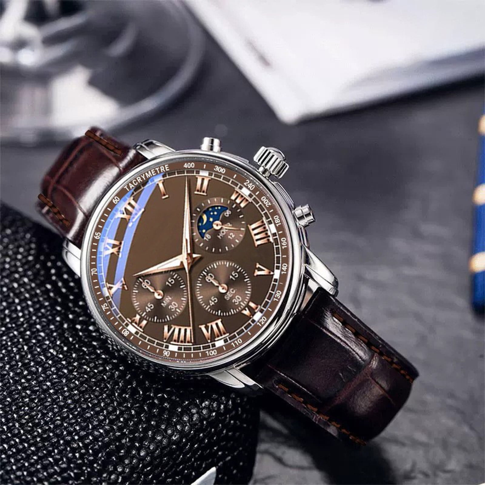 Men's Classic Automatic Mechanical Day Calendar Luxury Leather Band Watch, Gift for Men Father - Image 5