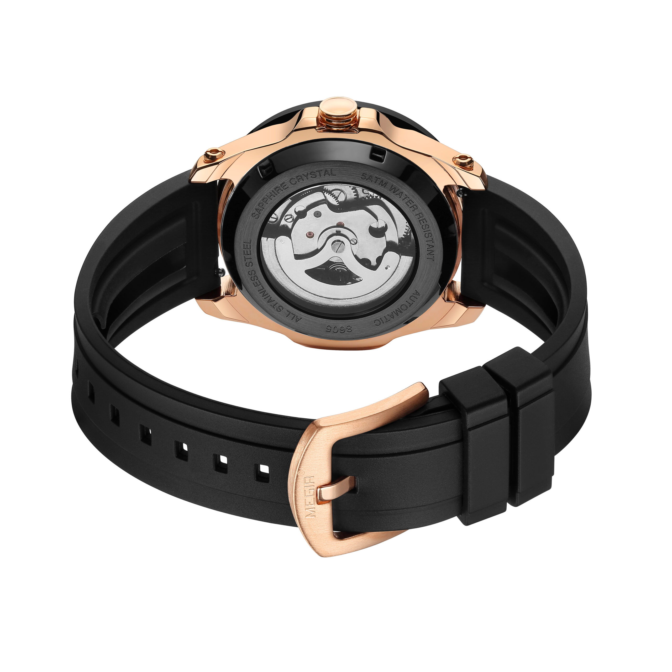 MEGIR Fashion Hollow Out Mechanical Watch for Men Stainless Steel Case Sapphire Automatic Wristwatch - Image 5