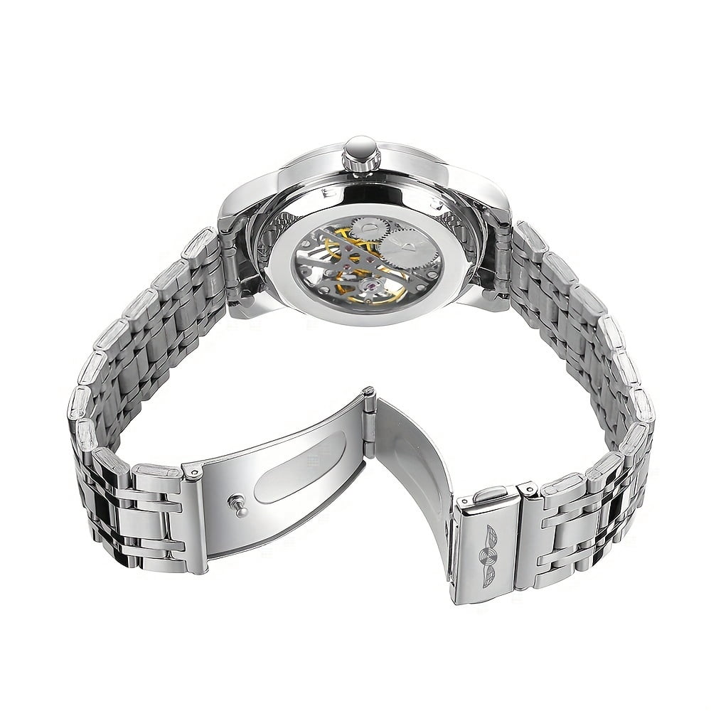 Men's fashion mechanical watch stainless steel luminous waterproof hollow sports automatic mechanical watch - Image 5