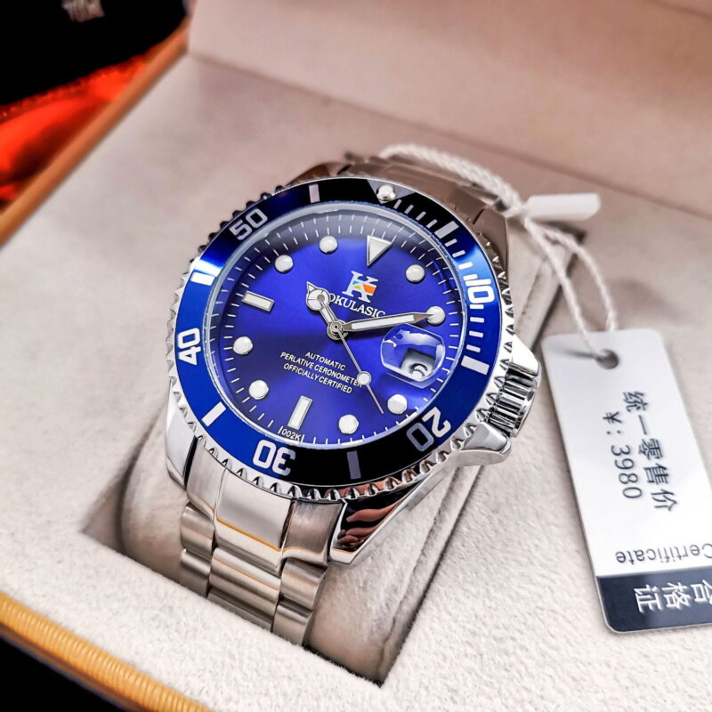 Ogulas Automatic Mechanical Watch Hollow Full Luminous Solid Steel Belt Watch Men's Waterproof