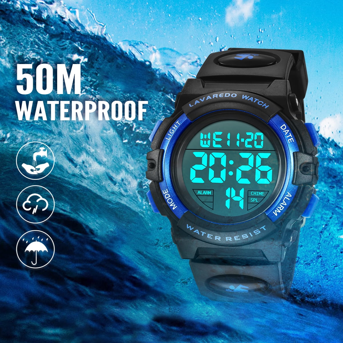 Digital Sports Watch for Age 4-15 Waterproof Watches with Alarm Stopwatch Wrist Watches for Age 4-15 Birthday Chriatmas Gift - Image 2