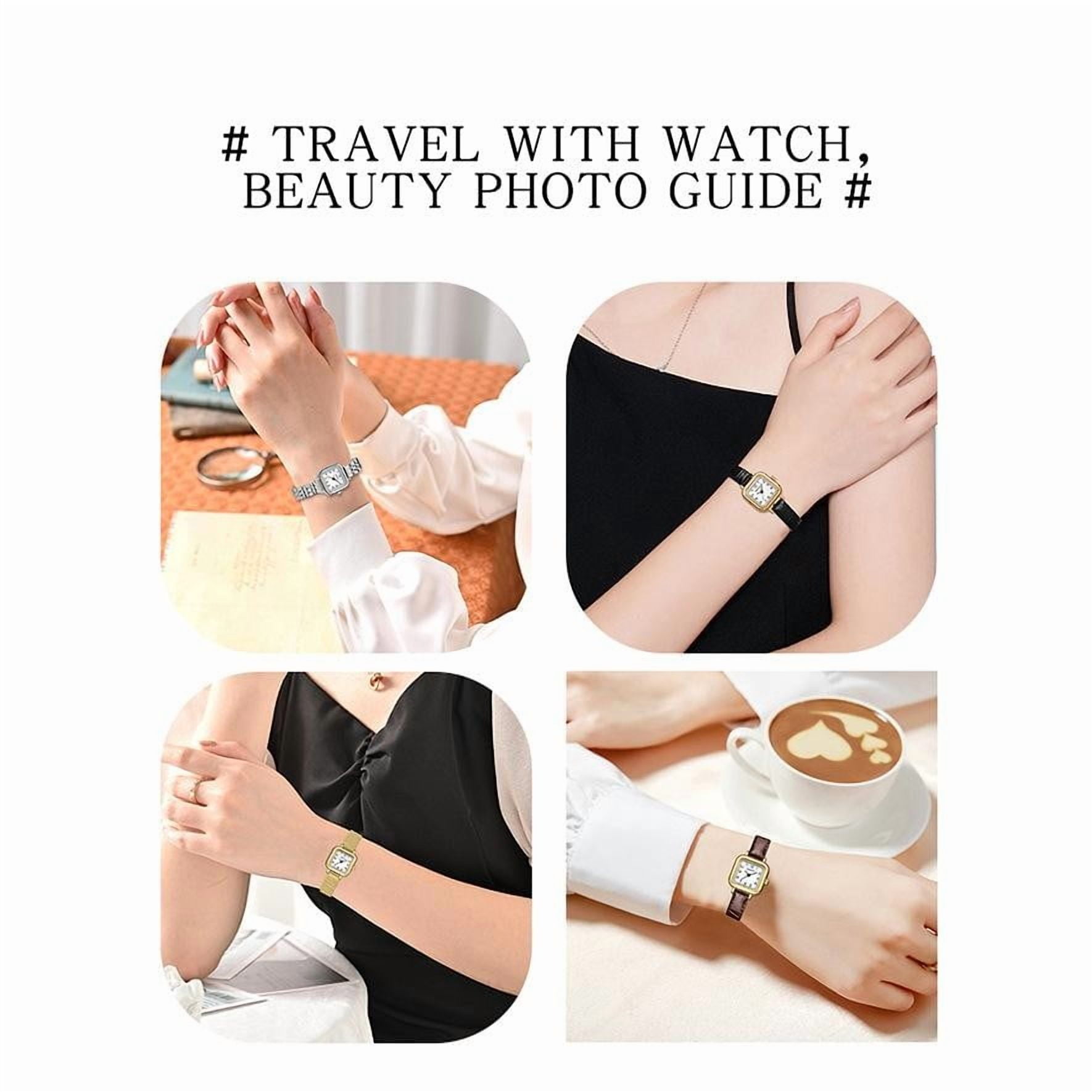 EXPLOJOY Leather Watch for Women Waterproof Fashion Steel Strap Small Dial Simple Quartz Square Watch - Image 6