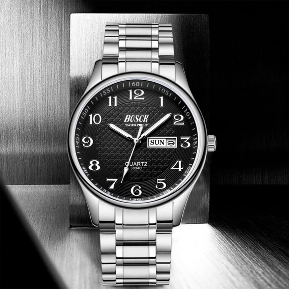 BOSCK Male Stainless Steel Sport, Silver, (3034C) - Image 4