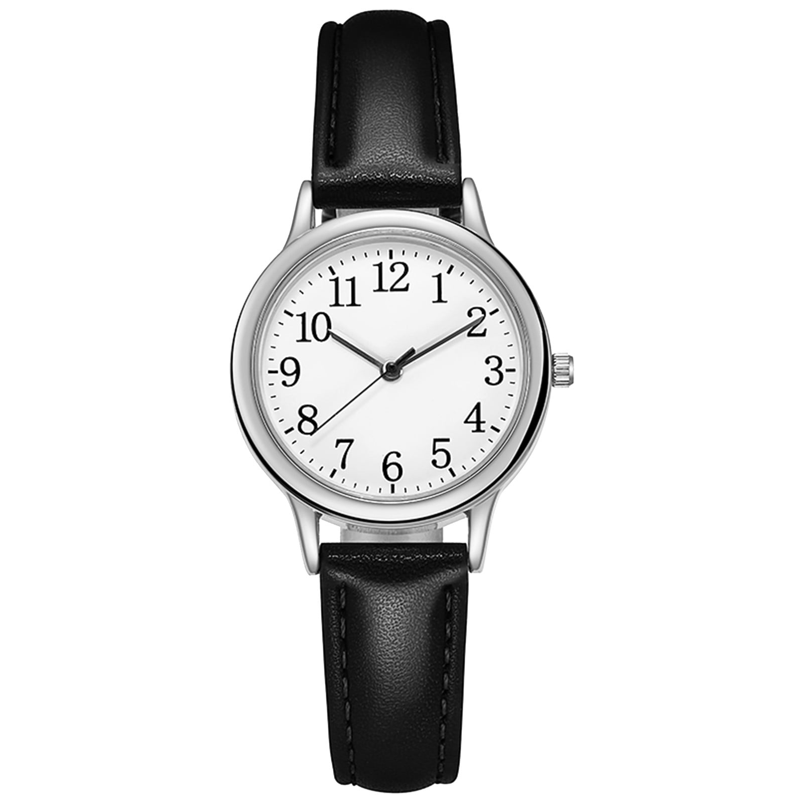 Transer Women's Classic Fashion Leather Strap Wristwatch, Black & Gold - Image 3