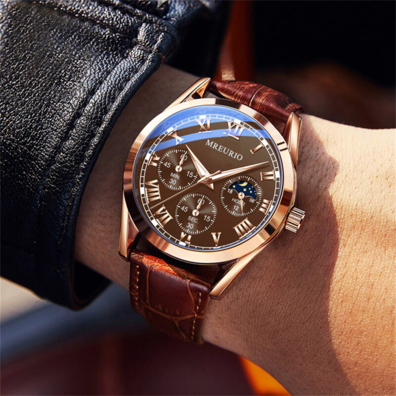 LEHOZIHEQ Men Skeleton Watch Automatic Mechanical Dress Casual Leather Wrist Watches