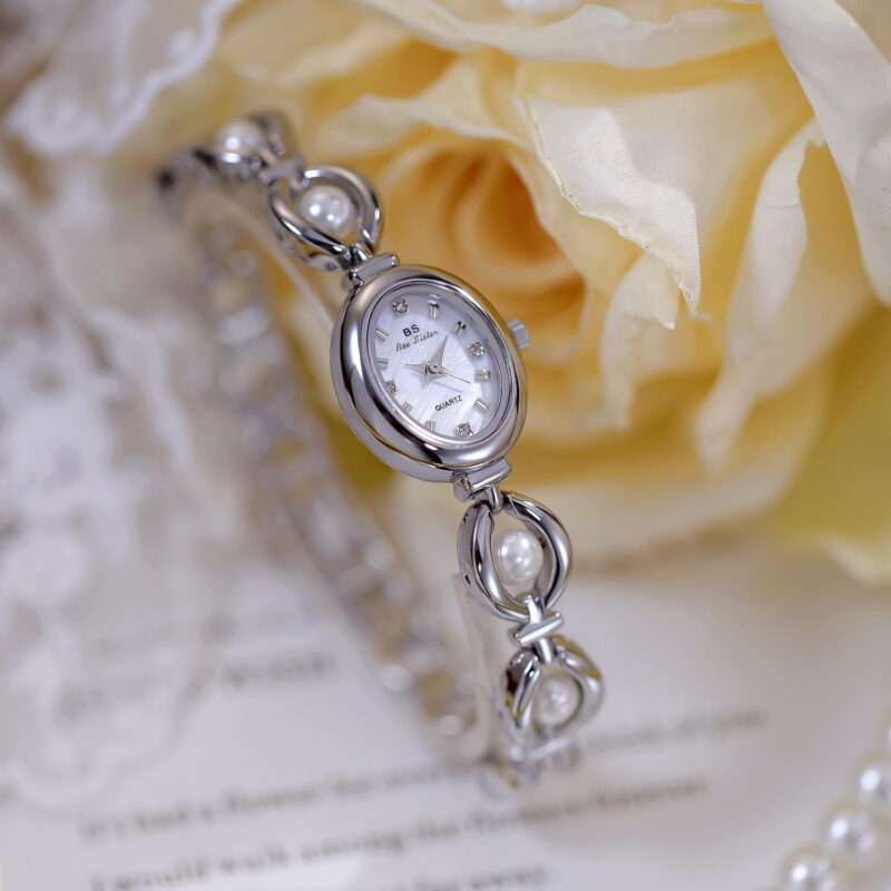 Fashion Women’s Dress Watch Elegant Pearl Oval dial Ladies Bracelet Waterproof Analog Casual Watch