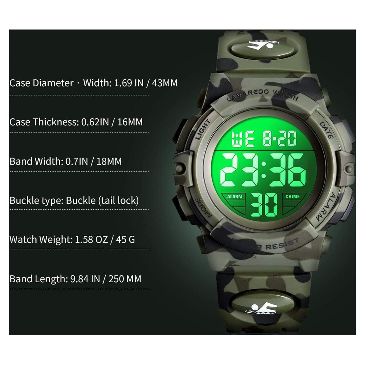 Kids Digital Sports Watch for Age 4-15 Waterproof Watches with Alarm Stopwatch Wrist Watches for Boys Girls Birthday Chriatmas Gift for Kids - Image 5