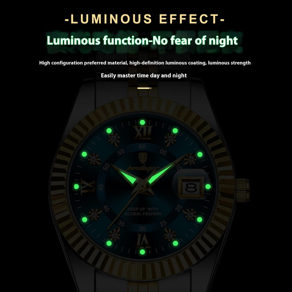 EXPLOJOY Luxury Elegant Watch for Women Waterproof Stainless Steel Quartz Luminous Date Ladies Watch - Image 6