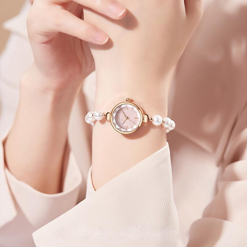 Elegant Pearl Women's Dress Watch Fashion Round Dial Analog Quartz Gift Watch