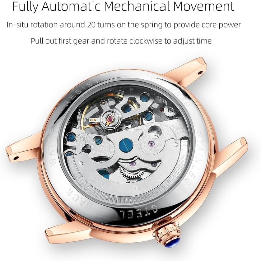 Women's Sapphire Watches Automatic Mechanical Gold Bracelet Ladies Skeleton Wrist Watch - Image 6