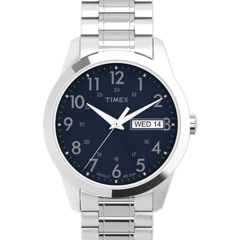 Timex Men's South Street Sport Silver/Blue 36mm Casual Watch, Expansion Band