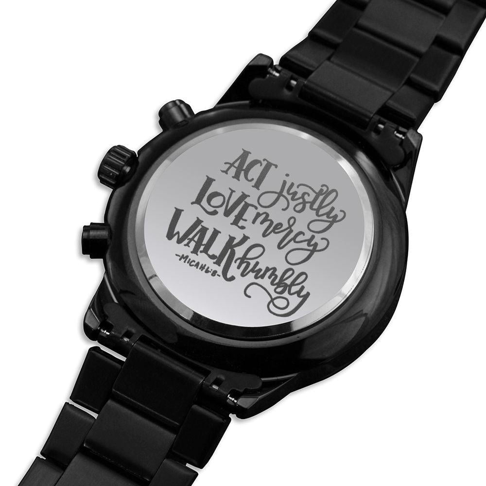 Act Justly Engraved Men's Watch Multifunction Stainless Steel W Copper Dial - Image 2