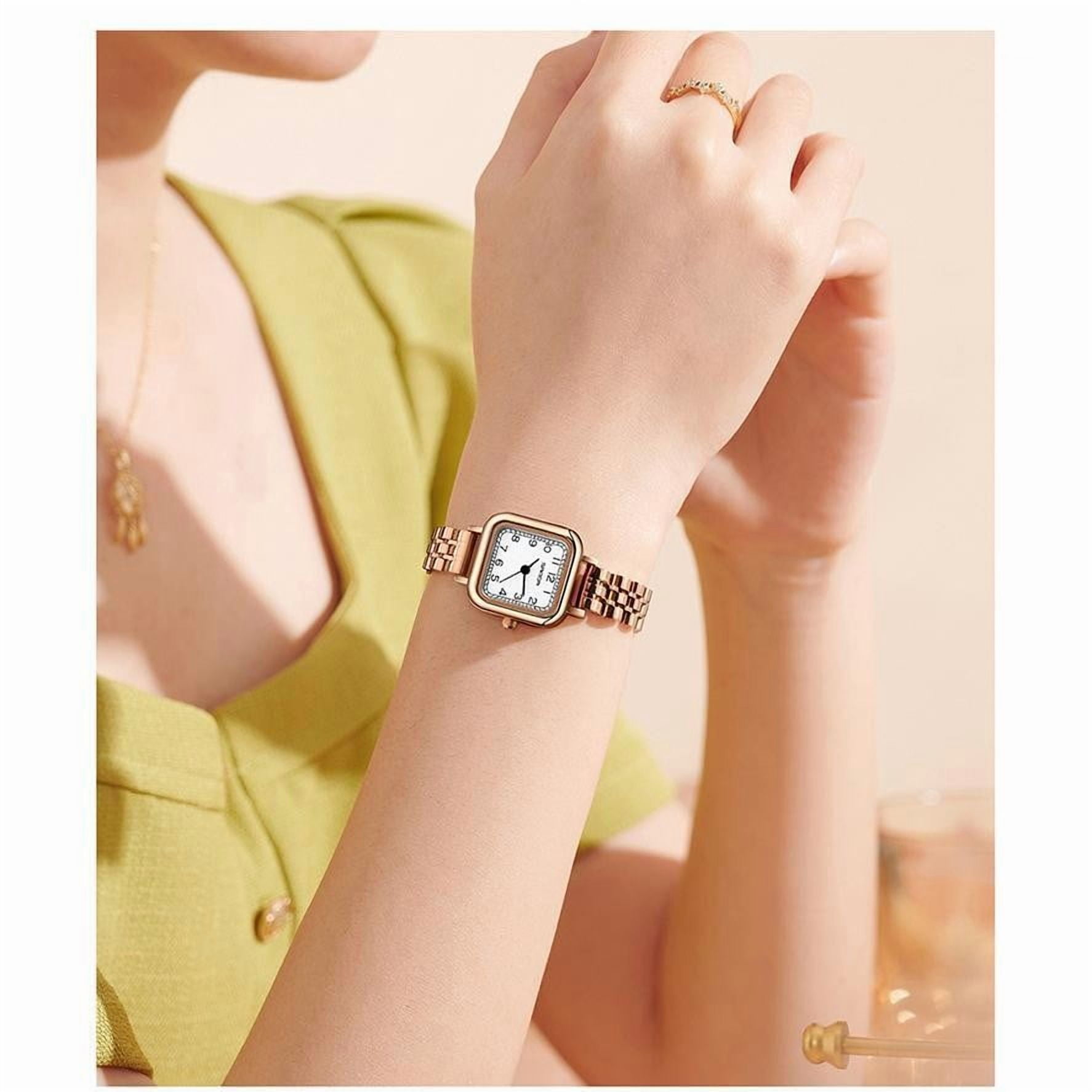 EXPLOJOY Leather Watch for Women Waterproof Fashion Steel Strap Small Dial Simple Quartz Square Watch - Image 5