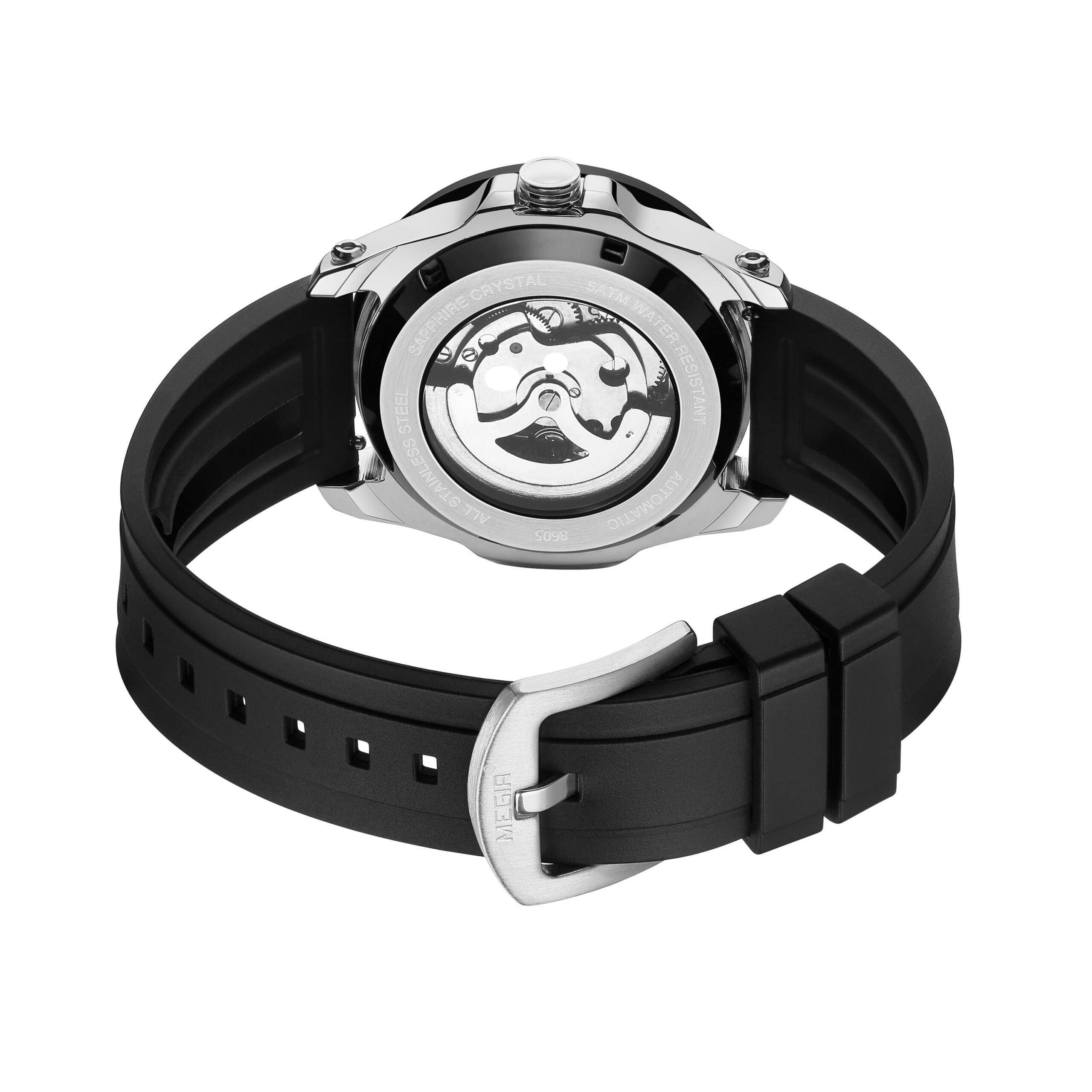 MEGIR Fashion Hollow Out Mechanical Watch for Men Stainless Steel Case Sapphire Automatic Wristwatch - Image 5