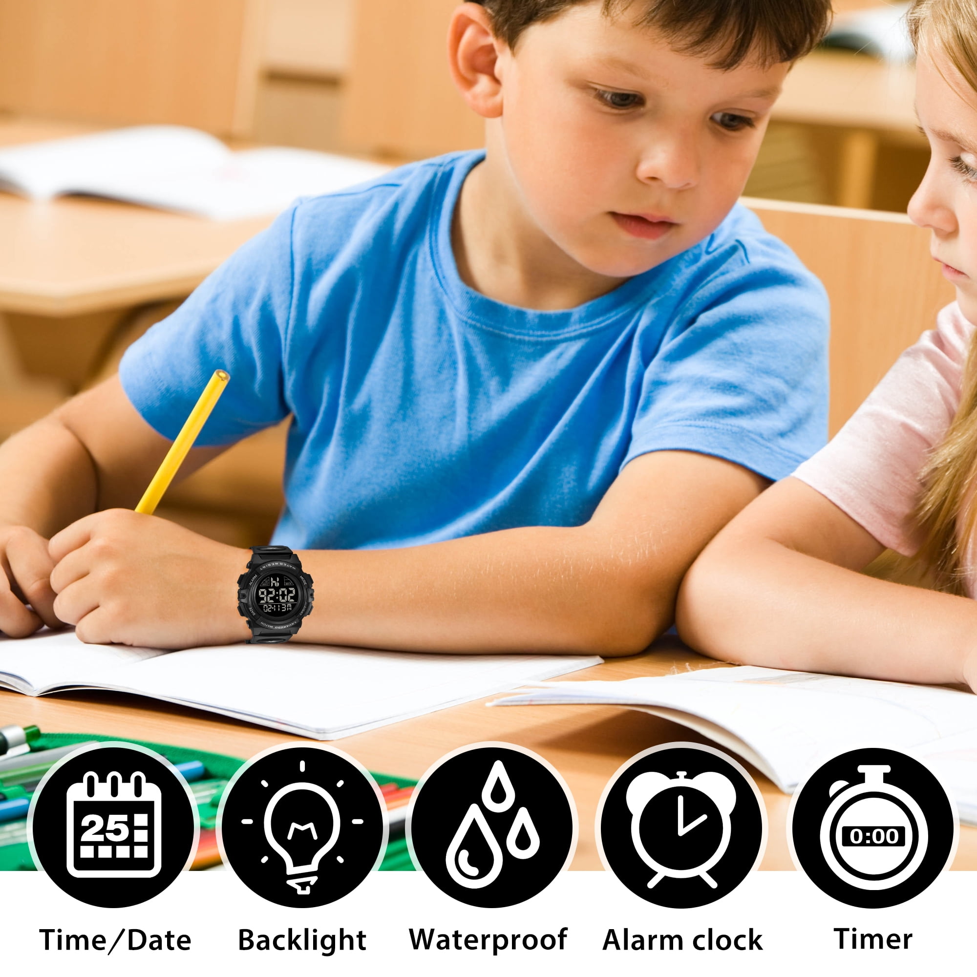 Digital Sports Watch for Age 4-15 Waterproof Watches with Alarm Stopwatch Wrist Watches for Age 4-15 Birthday Chriatmas Gift - Image 6