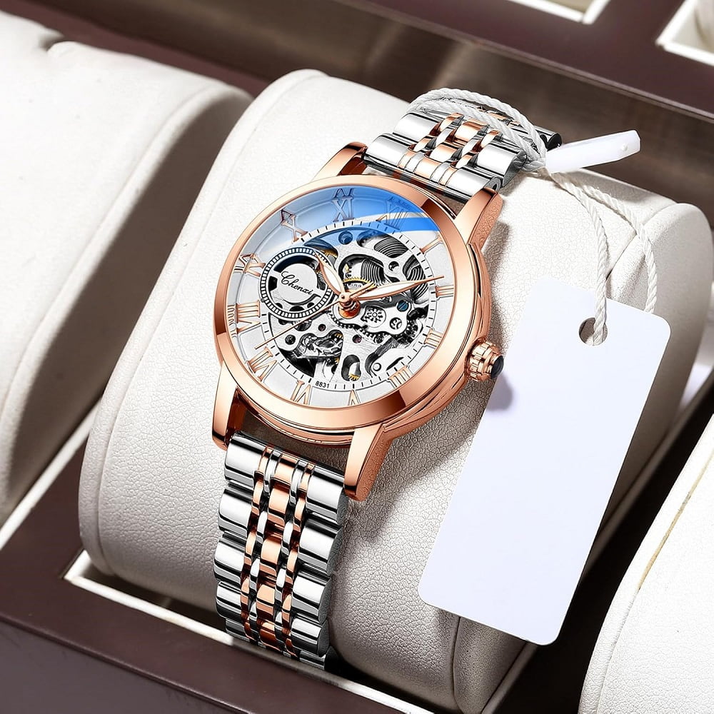 Women's Sapphire Watches Automatic Mechanical Gold Bracelet Ladies Skeleton Wrist Watch - Image 5