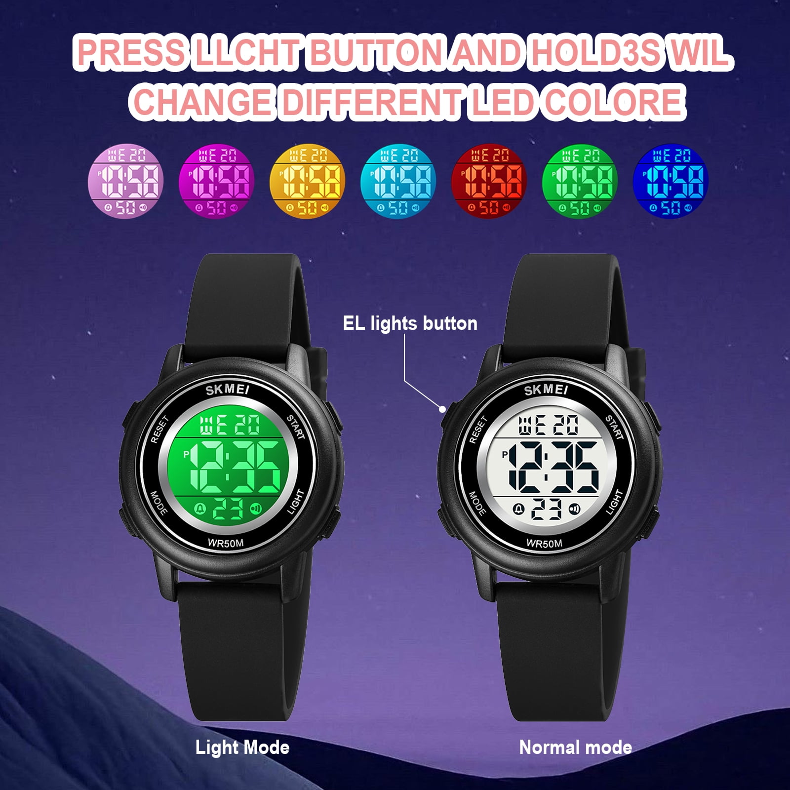 SKMEI Digital Watches Multifunction Waterproof Watch Alarm Luminous,Sports Wristwatch with Bible Verse - Image 6
