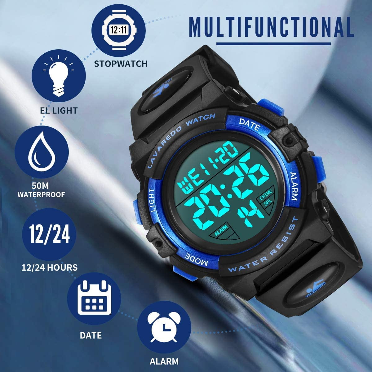 Digital Sports Watch for Age 4-15 Waterproof Watches with Alarm Stopwatch Wrist Watches for Age 4-15 Birthday Chriatmas Gift - Image 3