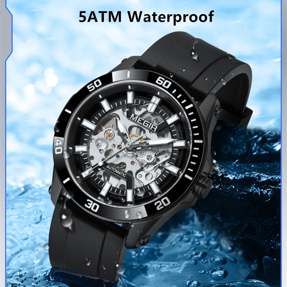 MEGIR Fashion Hollow Out Mechanical Watch for Men Stainless Steel Case Sapphire Automatic Wristwatch - Image 6