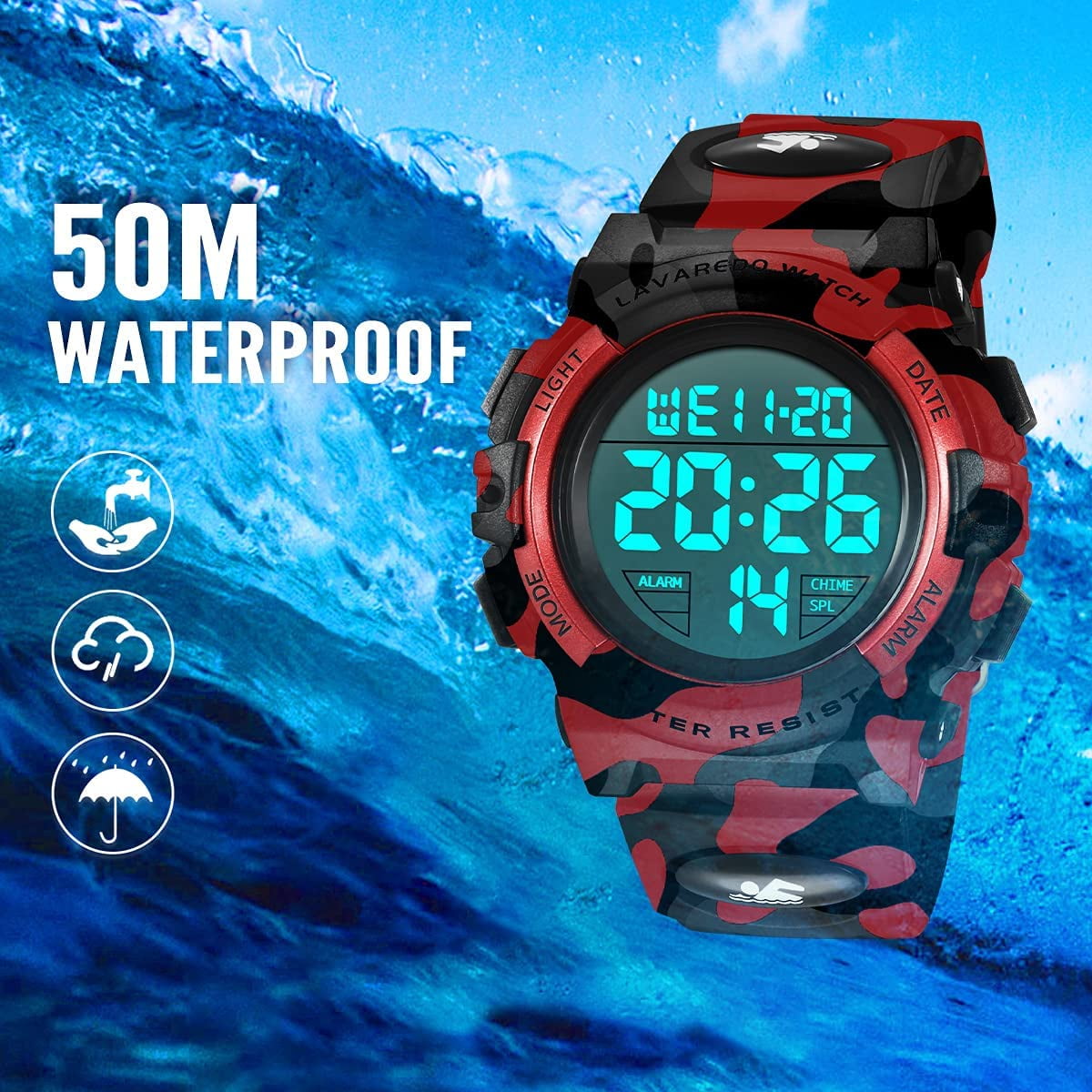 Kids Digital Sports Watch for Age 4-15 Waterproof Watches with Alarm Stopwatch Wrist Watches for Boys Girls Birthday Chriatmas Gift for Kids - Image 4