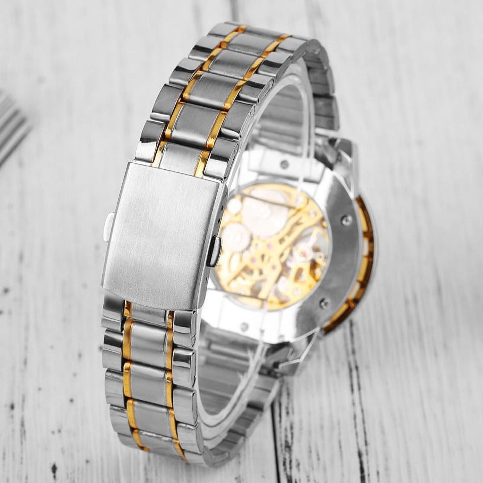 VIGOROSO Mechanical Watches Mens Transparent Skeleton Hand Wind Up Watch Classical Sports Watch Black Stainless Steel Wristwatch - Image 7