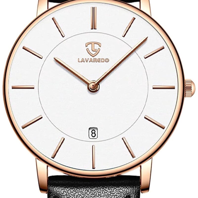 A ALPS Mens Watches Fashion Quartz Men's Watches Ultra Thin Minimalist Wristwatches with Leather Strap Gift for Man Father's Day Gifts
