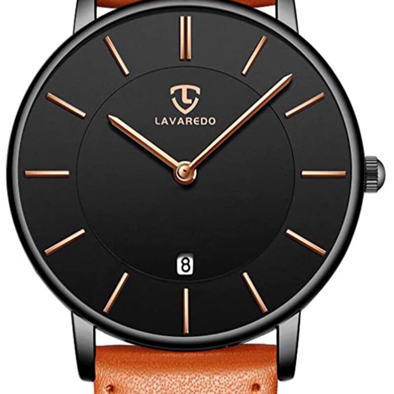 A ALPS Mens Watches Fashion Quartz Men's Watches Ultra Thin Minimalist Wristwatches with Leather Strap Gift for Man Father's Day Gifts