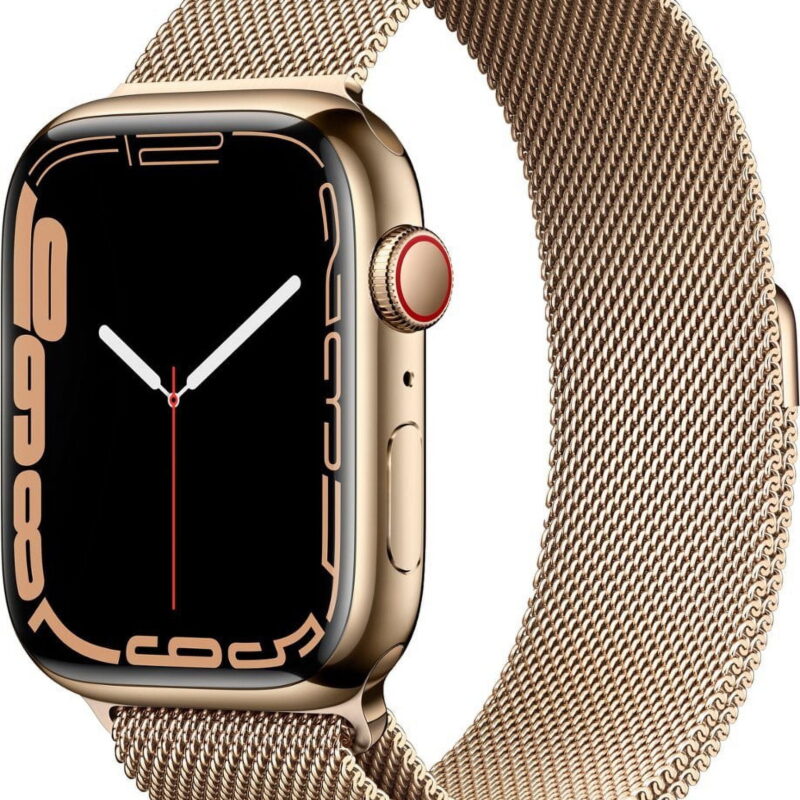 Restored Apple Watch Series 7 (GPS + LTE) 45MM Gold Stainless Steel Case Milanese Loop (Refurbished)