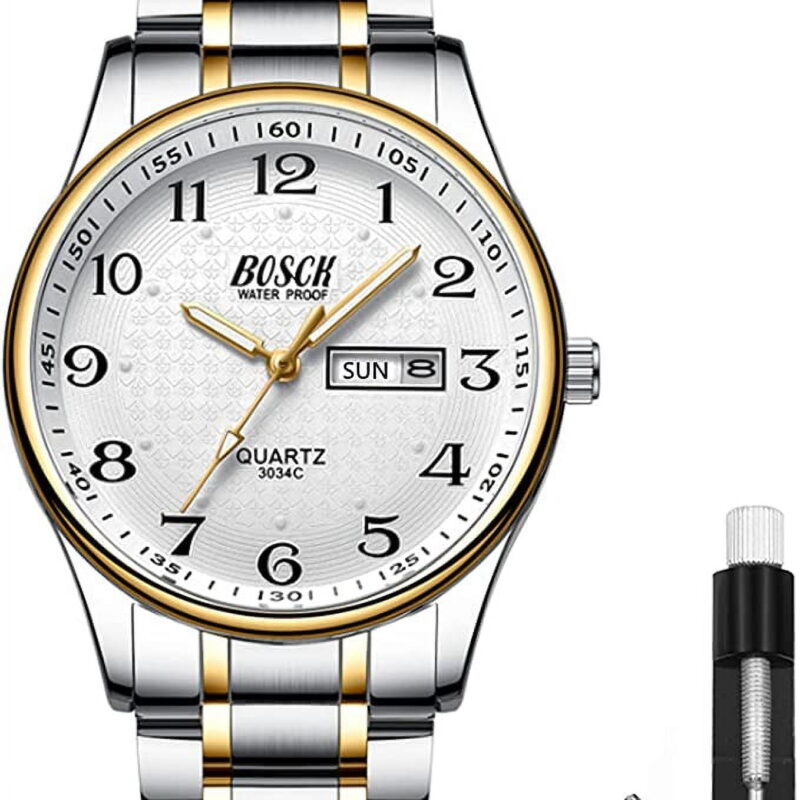 BOSCK Male Stainless Steel Sport, Silver, (3034C)