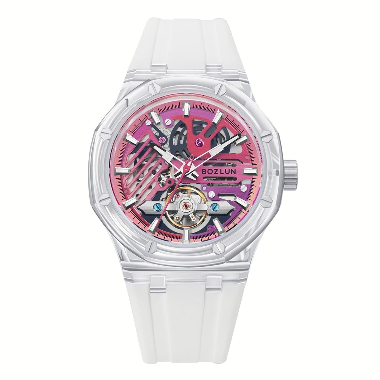 BOZLUN Mens Watch Skeleton Luxury Mechanical Luminous Waterproof Self-Winding Wrist Watch