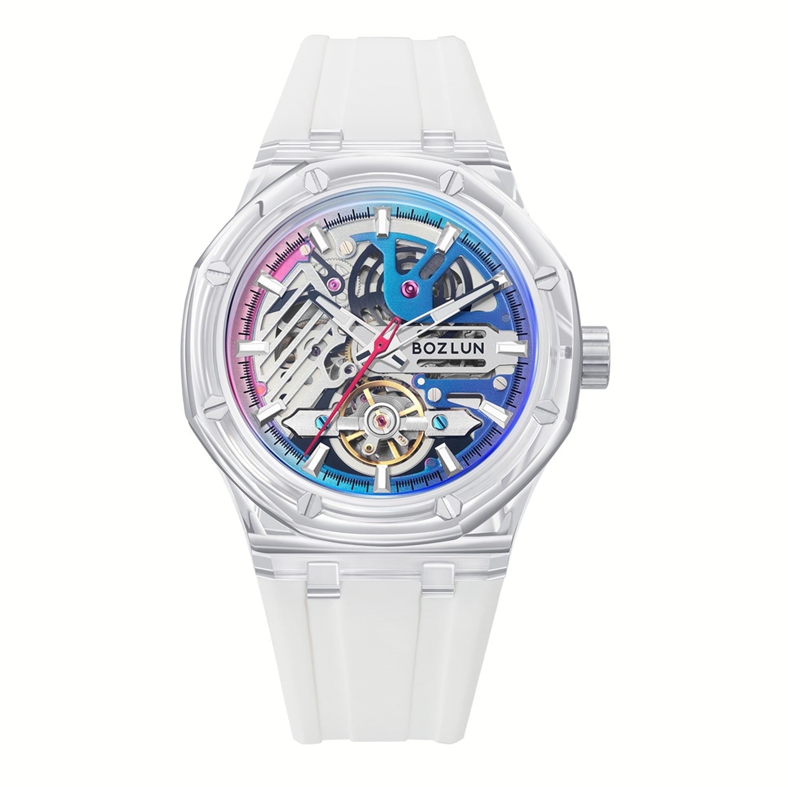 BOZLUN Mens Watch Skeleton Luxury Mechanical Luminous Waterproof Self-Winding Wrist Watch