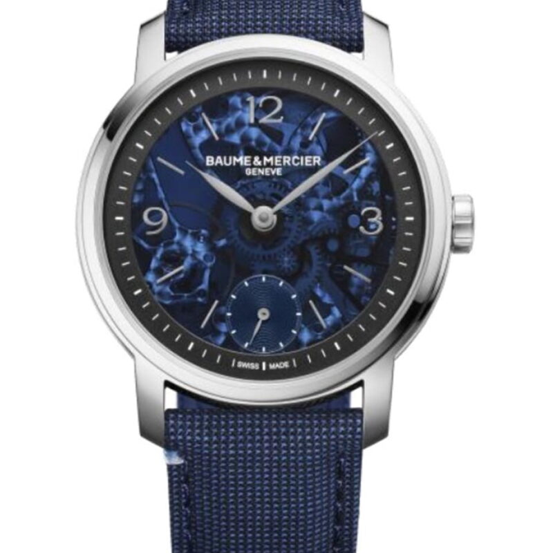 Baume & Mercier Classima Manual Winding Skeleton Dial Fabric Strap Men's Watch 10735
