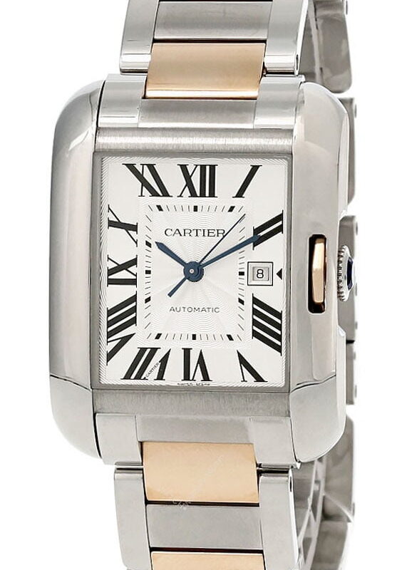 Cartier Tank Anglaise Women's Silver Dial 18K Links Automatic Watch W5310019