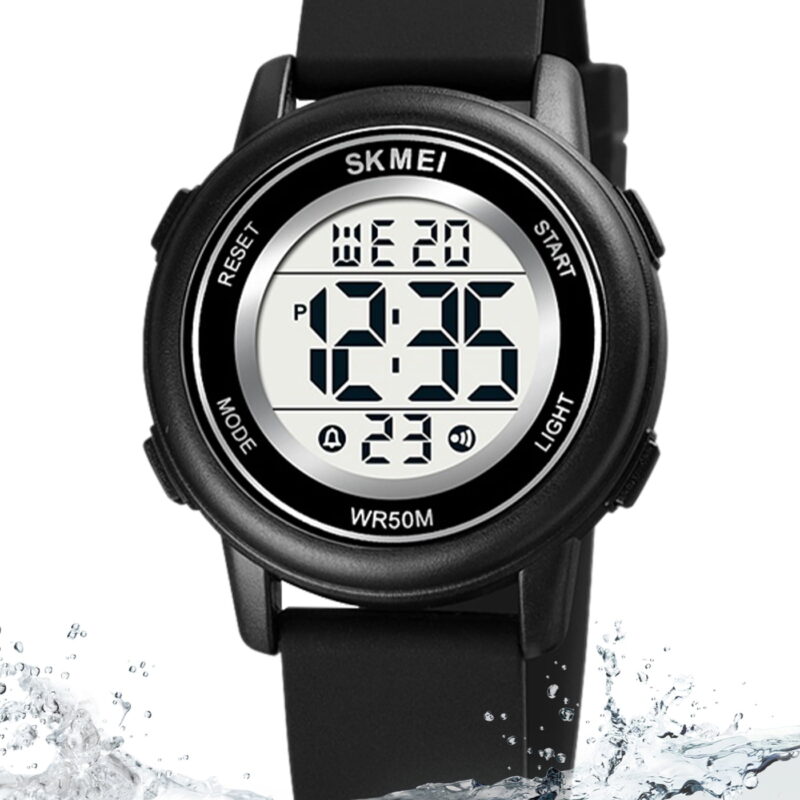 SKMEI Kids Watch  Digital Wristwatch Fashion Multifunction Waterproof Outdoor Sports Luminous Watch for Children Students Boys Girls Black