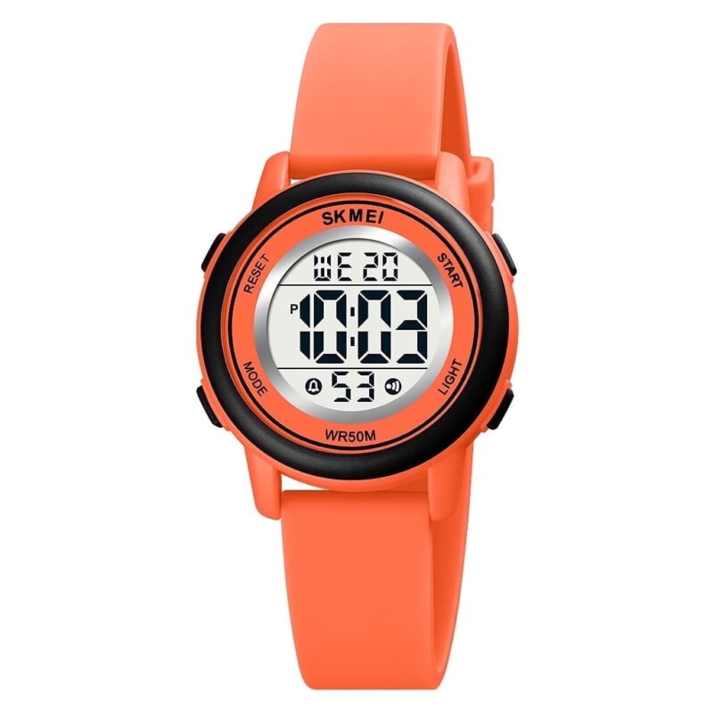 Children Digital Watch Wristwatch Fashion Multifunction Waterproof Outdoor Sports Luminous Watch for Kids Students Boys Girls Orange
