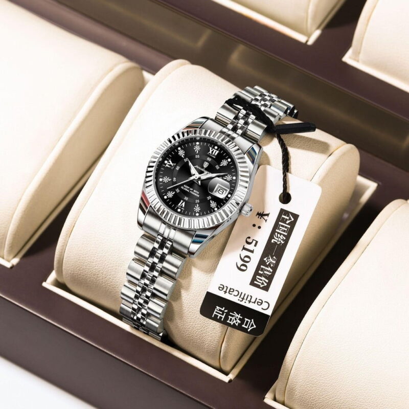 EXPLOJOY Elegant Women's Wristwatch – Date Function, Waterproof Case, Sleek Steel Strap