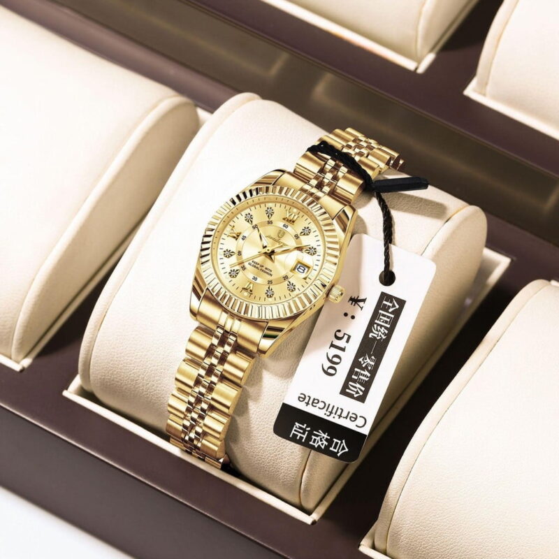 EXPLOJOY Luxury Elegant Watch for Women Waterproof Stainless Steel Quartz Luminous Date Ladies Watch