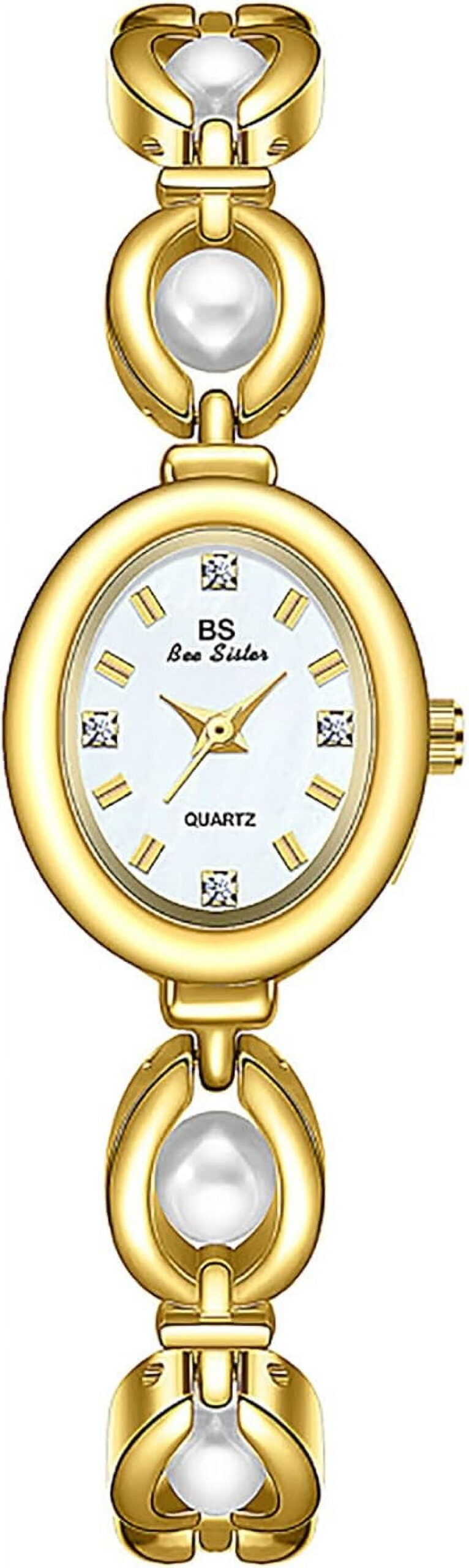 Fashion Women's Dress Watch Elegant Pearl Oval dial Ladies Bracelet Waterproof Analog Casual Watch