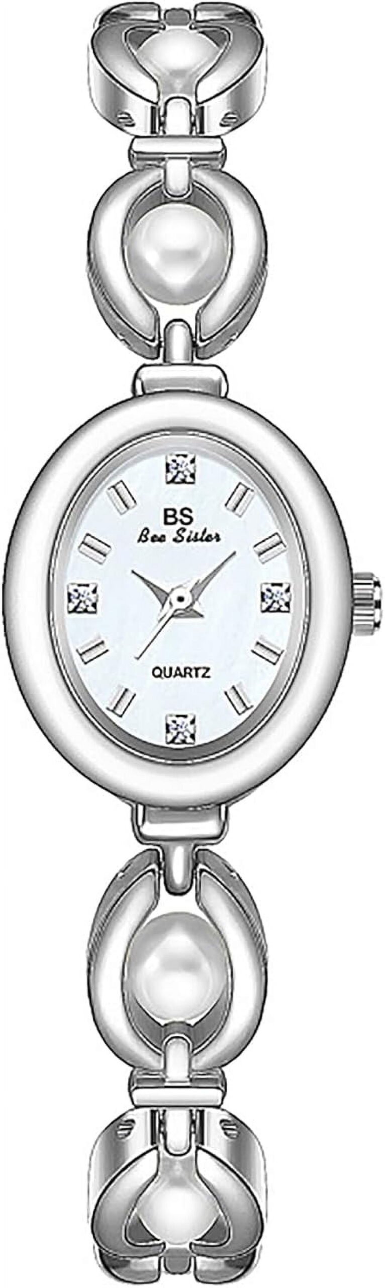 Fashion Women's Dress Watch Elegant Pearl Oval dial Ladies Bracelet Waterproof Analog Casual Watch