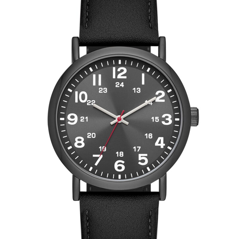 George Men's Watch: Gunmetal Tone Case, Black Easy Read Dial, Black Vegan Leather Band (FMDOGE046)