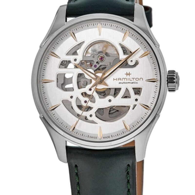 Hamilton Jazzmaster Skeleton Auto Dial Green Leather Strap Men's Watch H42535810